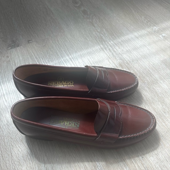 Sebago Burgundy Leather Penny Loafers - Picture 2 of 7